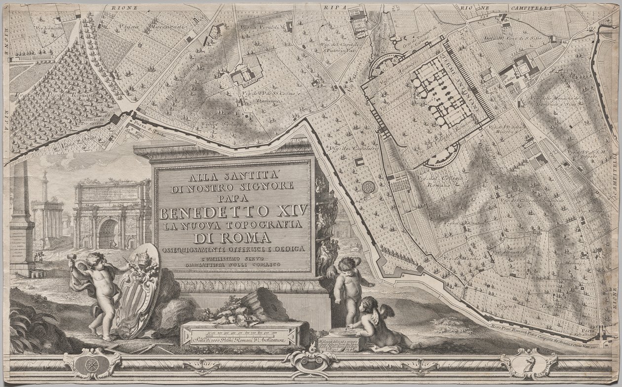 Nowa mapa Rzymu ujawniona przez Giambattistę Nolliego w roku MDCCXLVII, znana jako La Pianta Grande di Roma autorstwa Giovanni Battista Nolli