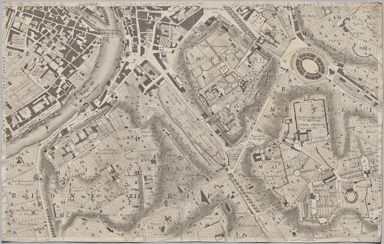 Nowa mapa Rzymu ujawniona przez Giambattistę Nolliego w roku MDCCXLVII, znana jako La Pianta Grande di Roma autorstwa Giovanni Battista Nolli