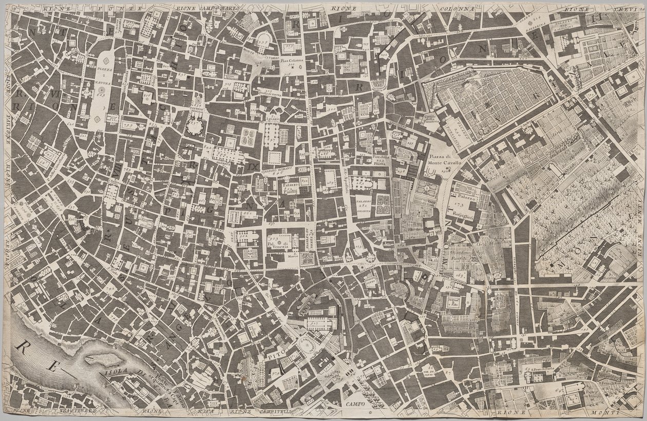 Nowa mapa Rzymu ujawniona przez Giambattistę Nolliego w roku MDCCXLVII, znana jako La Pianta Grande di Roma autorstwa Giovanni Battista Nolli