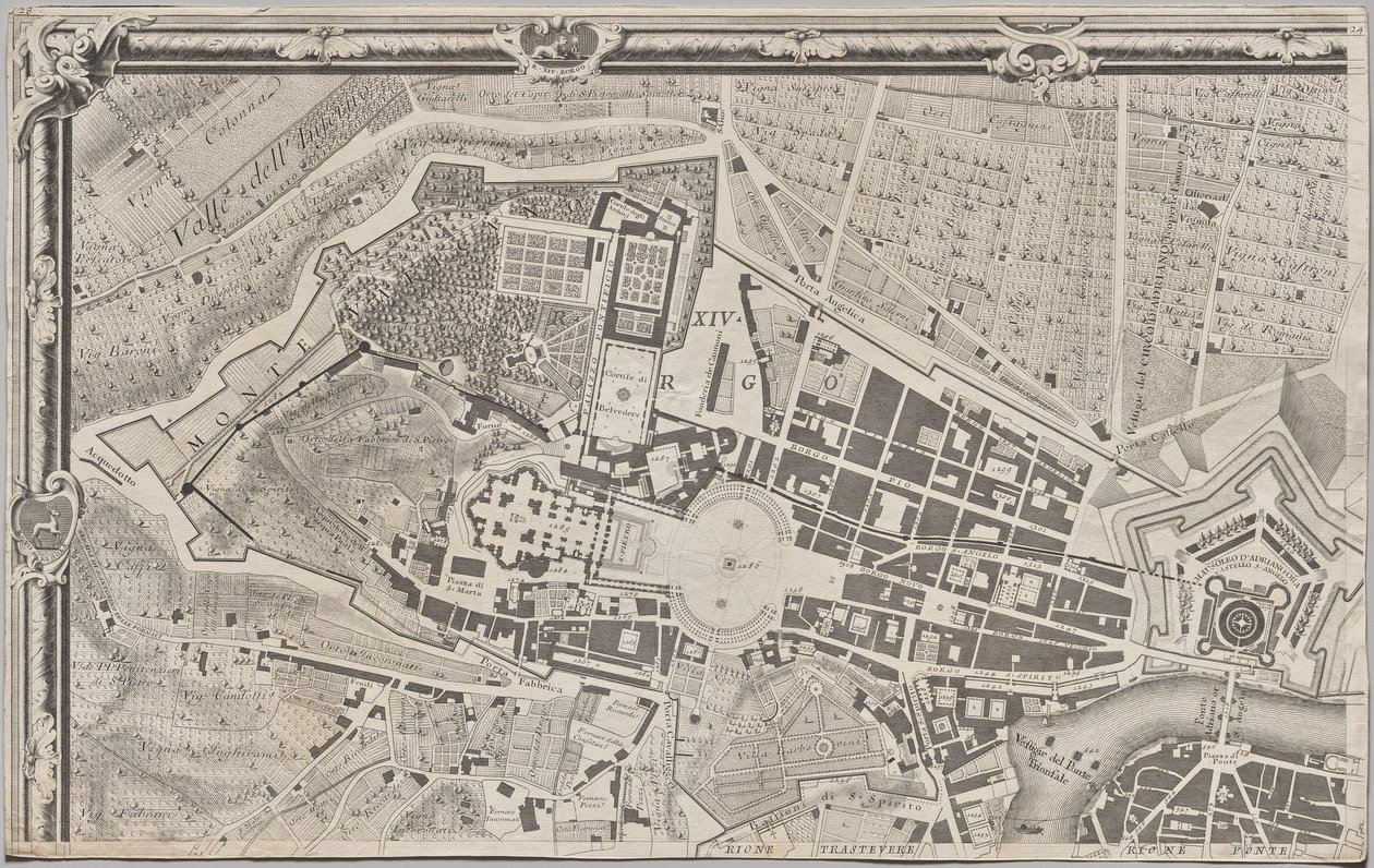 Nowa mapa Rzymu ujawniona przez Giambattistę Nolliego w roku MDCCXLVII, znana jako La Pianta Grande di Roma autorstwa Giovanni Battista Nolli