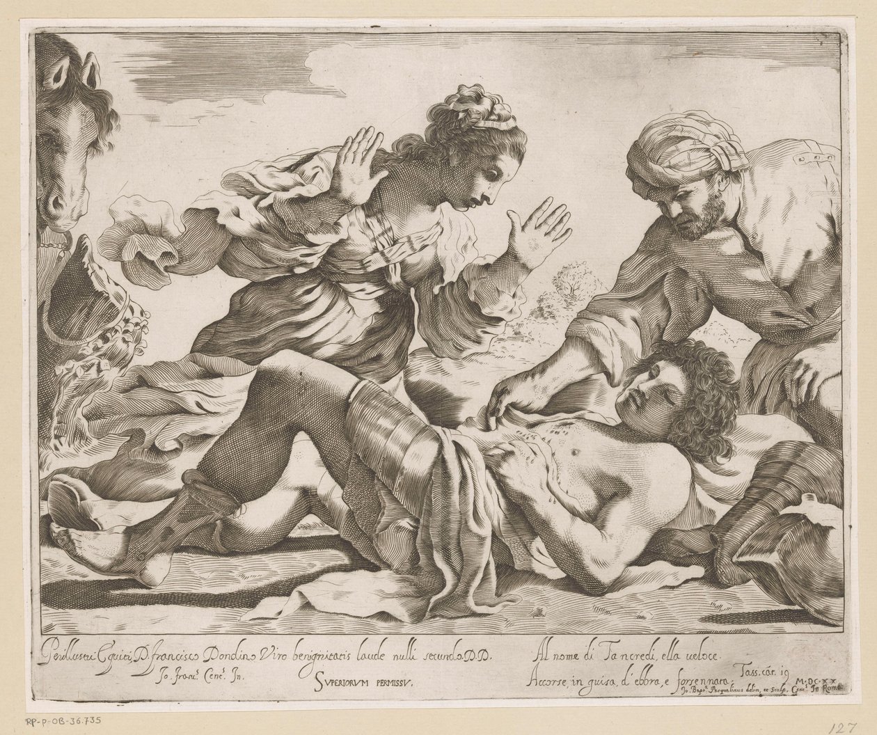 Erminia en Vafrino vinden Tancredi autorstwa Giovanni Battista Pasqualini
