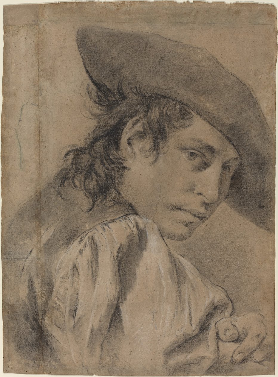 Młody mężczyzna w szerokim kapeluszu autorstwa Giovanni Battista Piazzetta