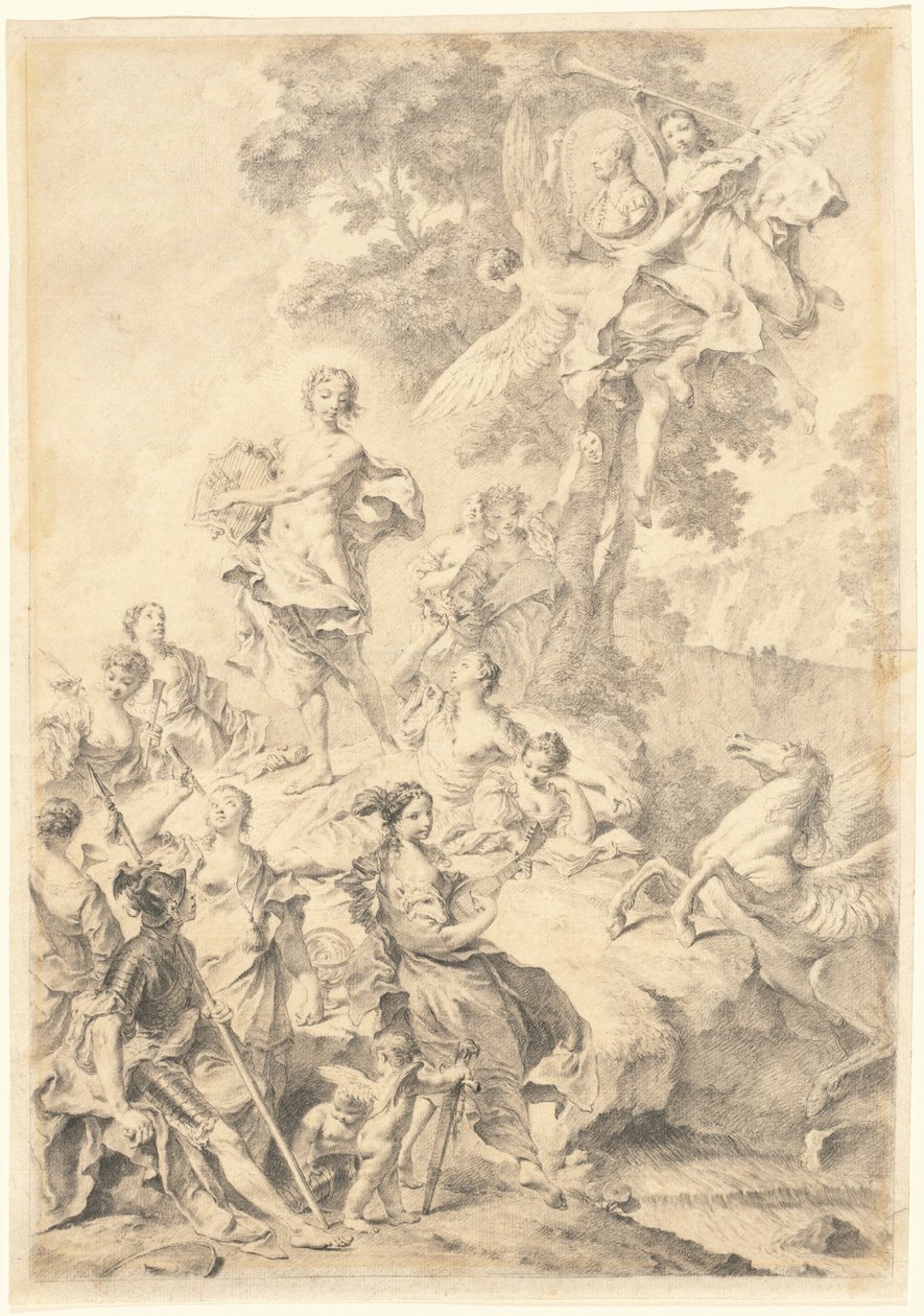 Apollo, muzy i Mars: Pochwała Tasso autorstwa Giovanni Battista Piazzetta