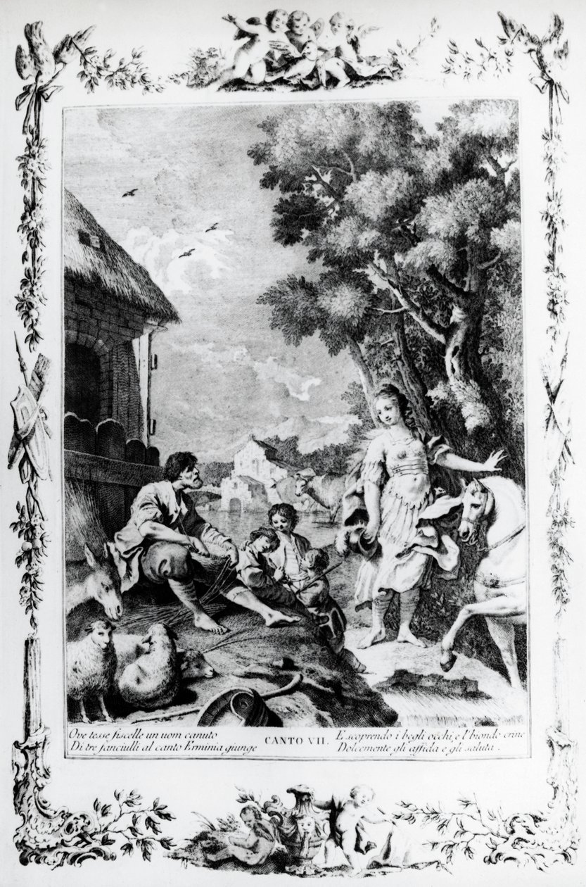 Erminia witana przez pasterza, kanto VII, Jerozolima wydana autorstwa Giovanni Battista Piazzetta