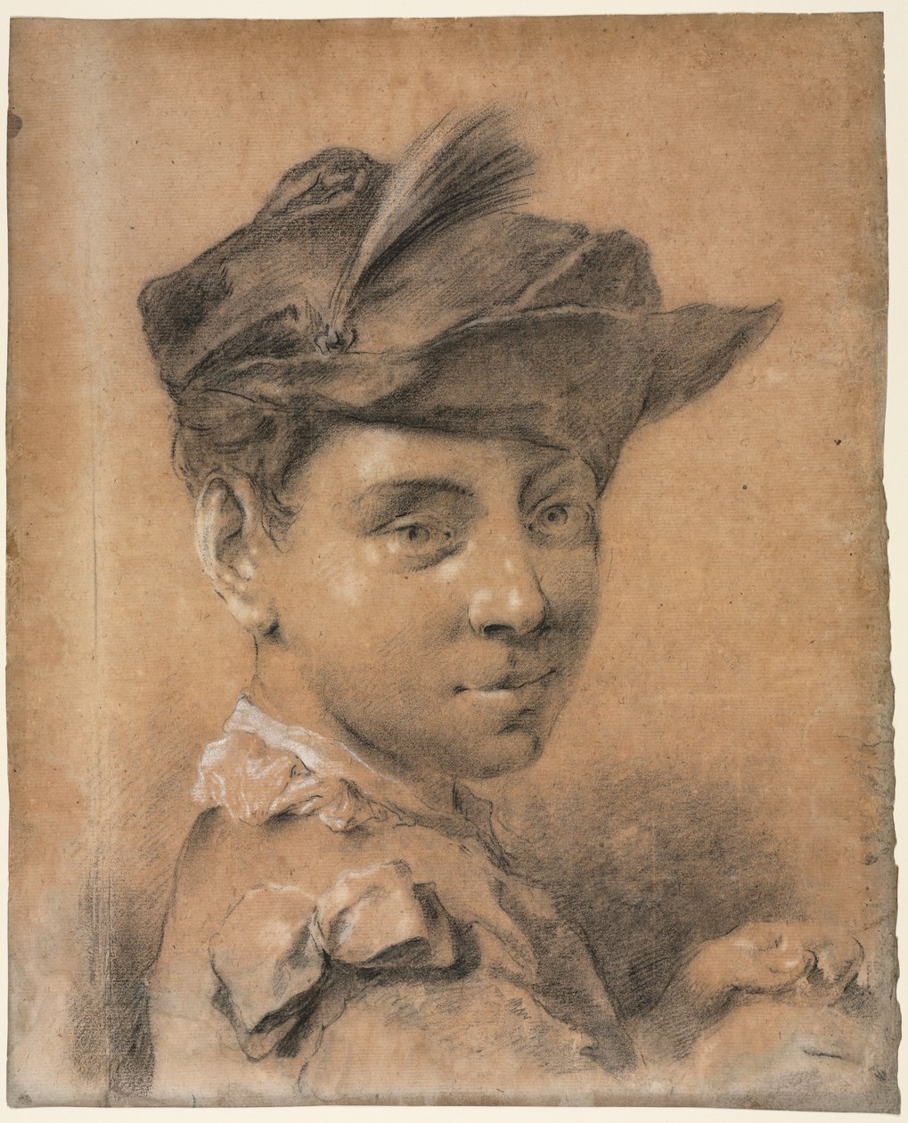 Głowa młodego mężczyzny w kapeluszu autorstwa Giovanni Battista Piazzetta