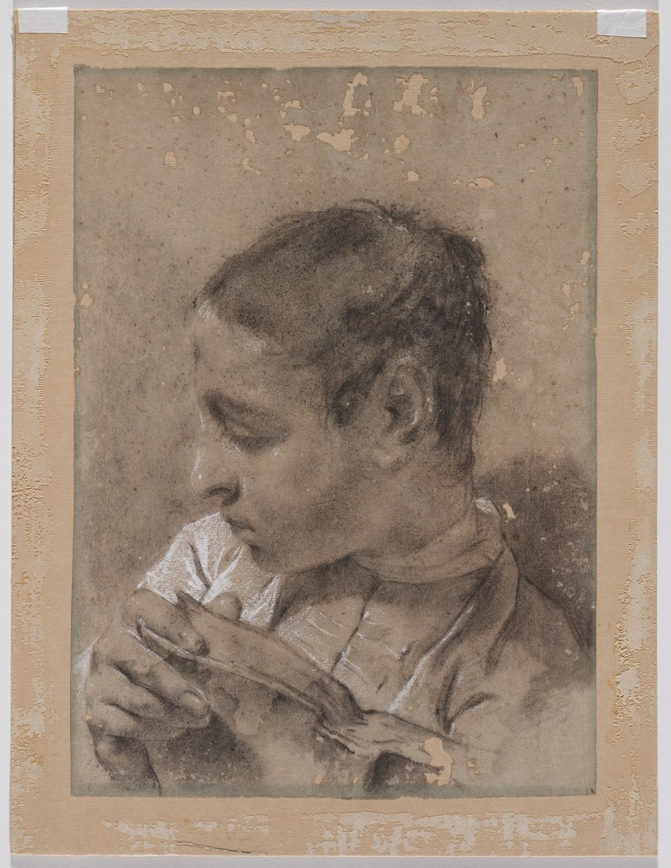 Głowa młodego mężczyzny w profilu z książką autorstwa Giovanni Battista Piazzetta