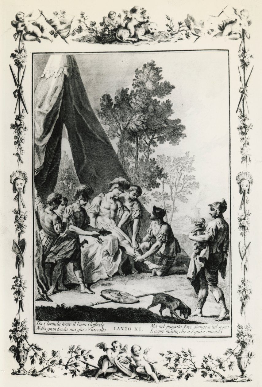 Jerusalem Delivered, canto XI ilustracja Giovanniego Battisty Piazzetta (1683-1754) do wiersza Torquato Tasso (1544-1595), wydanie wydane w Wenecji w 1745, Włochy autorstwa Giovanni Battista Piazzetta