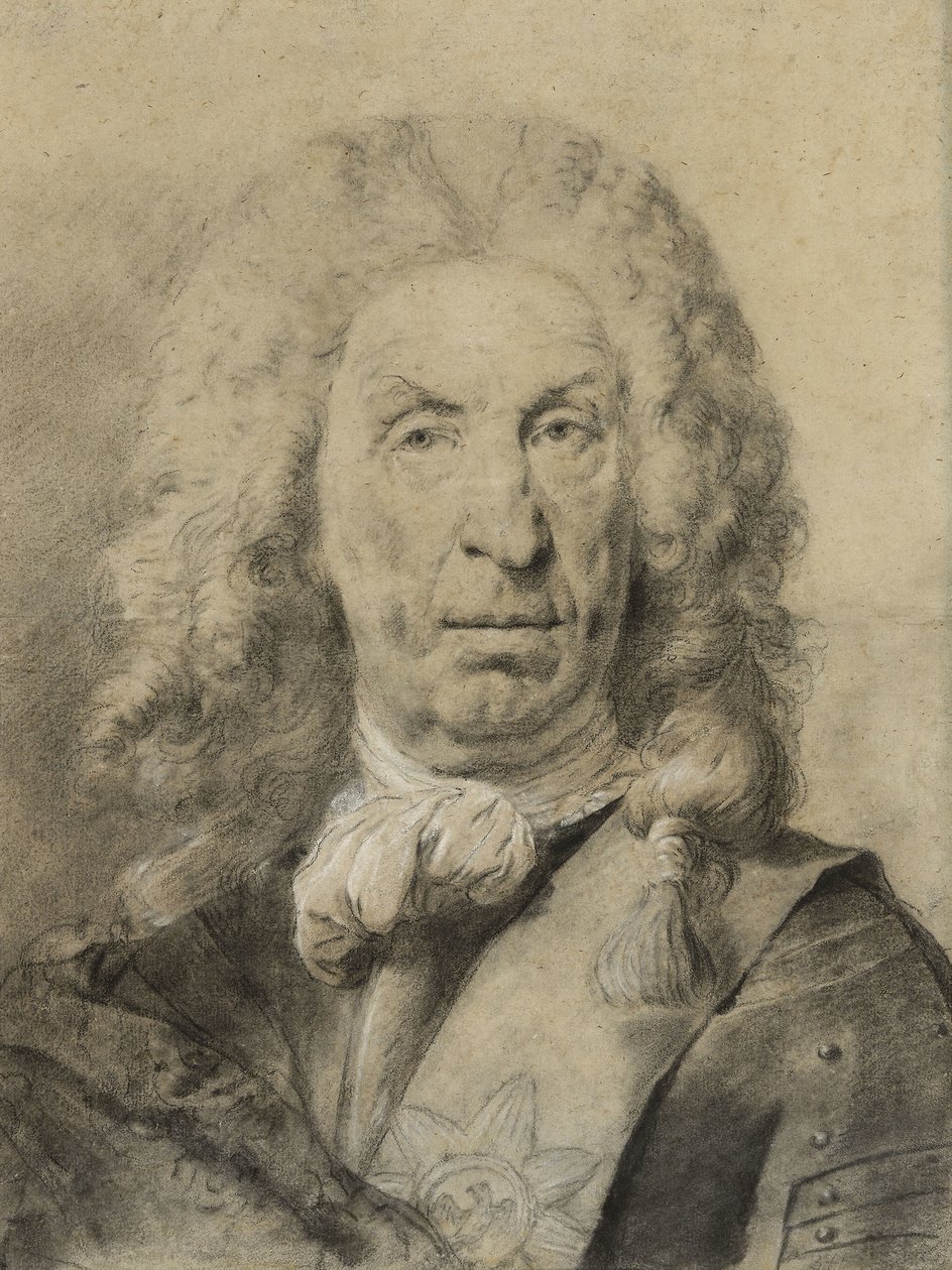 Portret marszałka von der Schulenburg, ok. 1735 (czarno-biała kreda z węglem na papierze) autorstwa Giovanni Battista Piazzetta