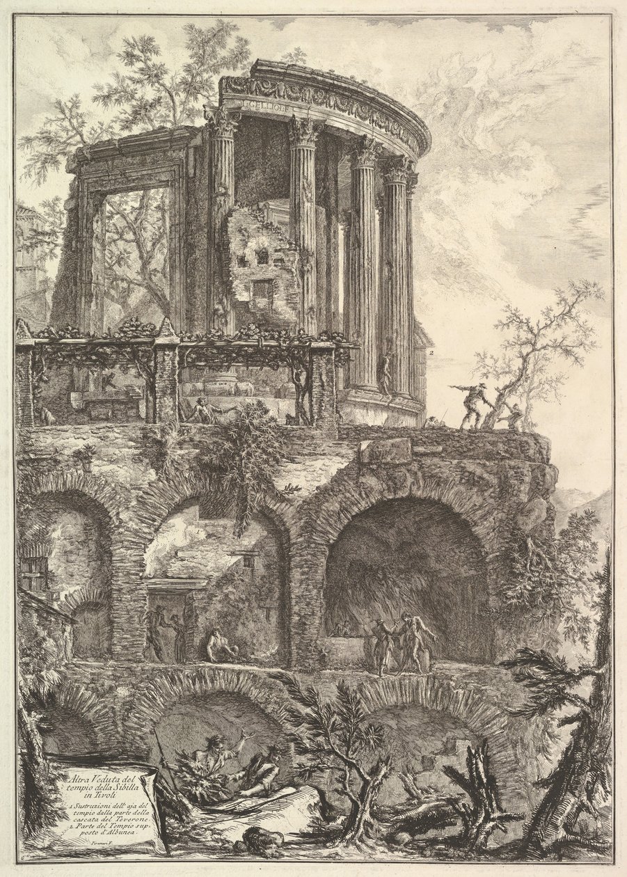 Altra V. del Tempio della Sibilla w Tivoli Kolejny widok na Świątynię Sib..., XVIII wiek. autorstwa Giovanni Battista Piranesi