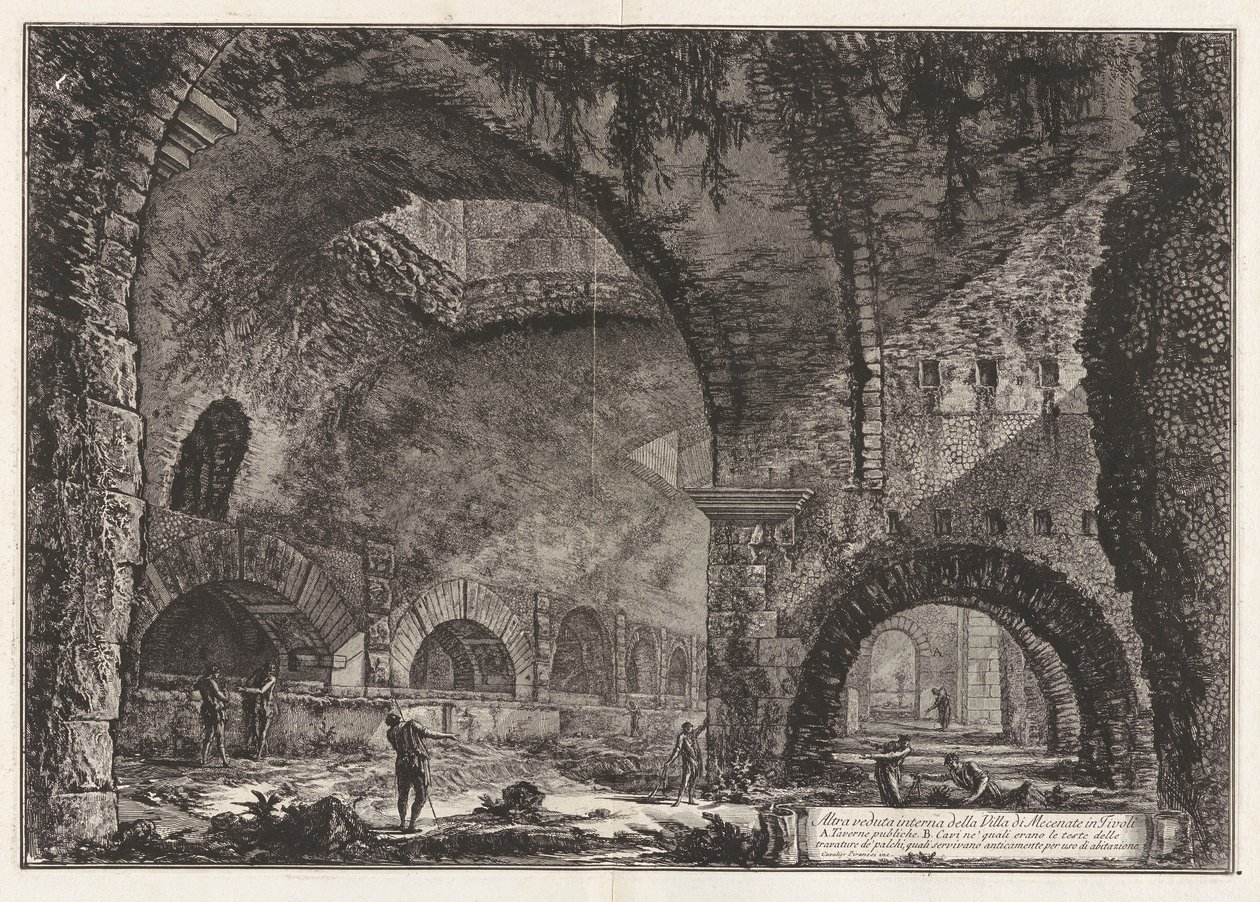 Kolejny widok willi Mecenasa w Tivoli, z Vedute di Roma (Widoki Rzymu) autorstwa Giovanni Battista Piranesi