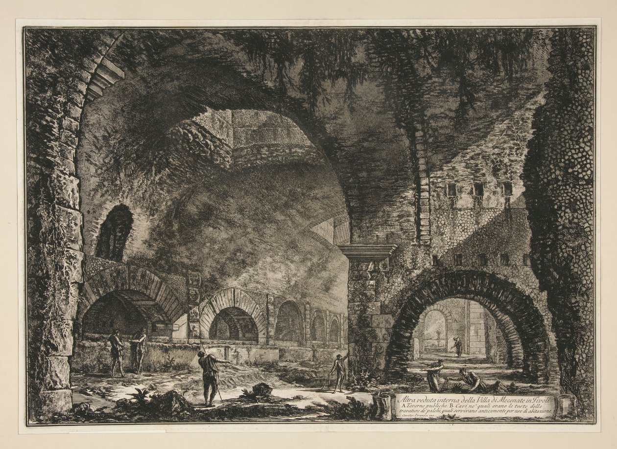 Kolejny widok wnętrza willi Mecenasa w Tivoli, z Vedute di Roma autorstwa Giovanni Battista Piranesi