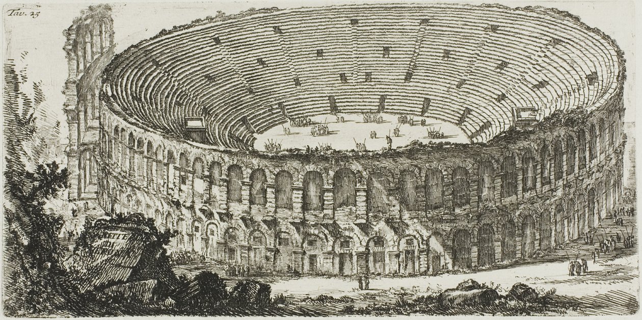 Amfiteatr w Weronie, tablica 25 z niektórych widoków łuków triumfalnych i innych zabytków autorstwa Giovanni Battista Piranesi