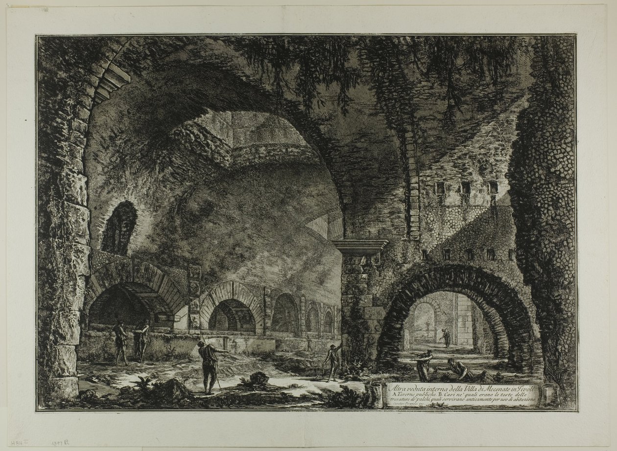 Kolejny widok wnętrza willi Mecenasa w Tivoli z Widoków Rzymu autorstwa Giovanni Battista Piranesi