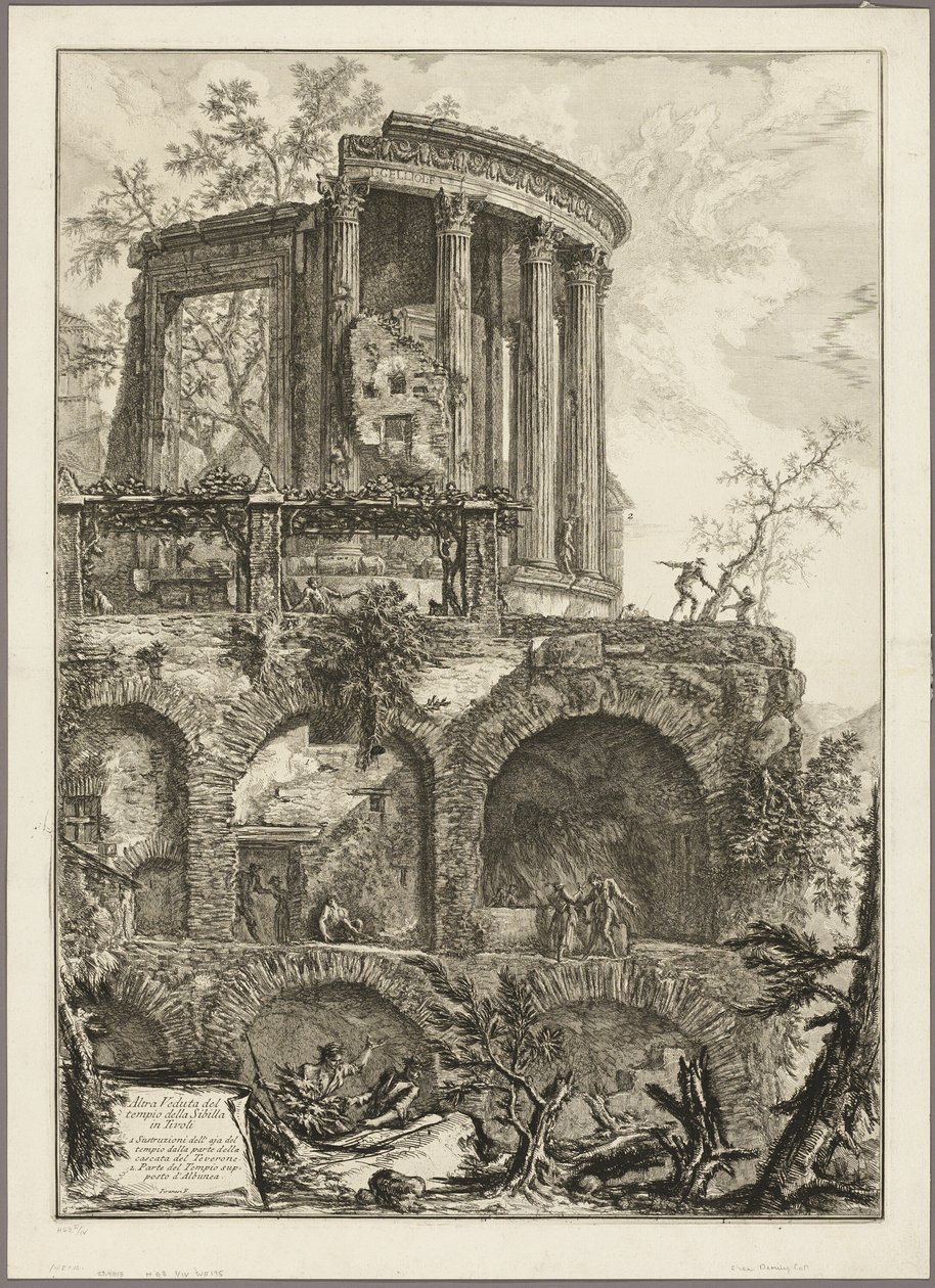 Kolejny widok na Świątynię Sybilli w Tivoli, z Widoków Rzymu autorstwa Giovanni Battista Piranesi