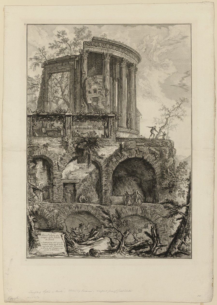 Kolejny widok na Świątynię Sybilli w Tivoli, z Widoków Rzymu autorstwa Giovanni Battista Piranesi