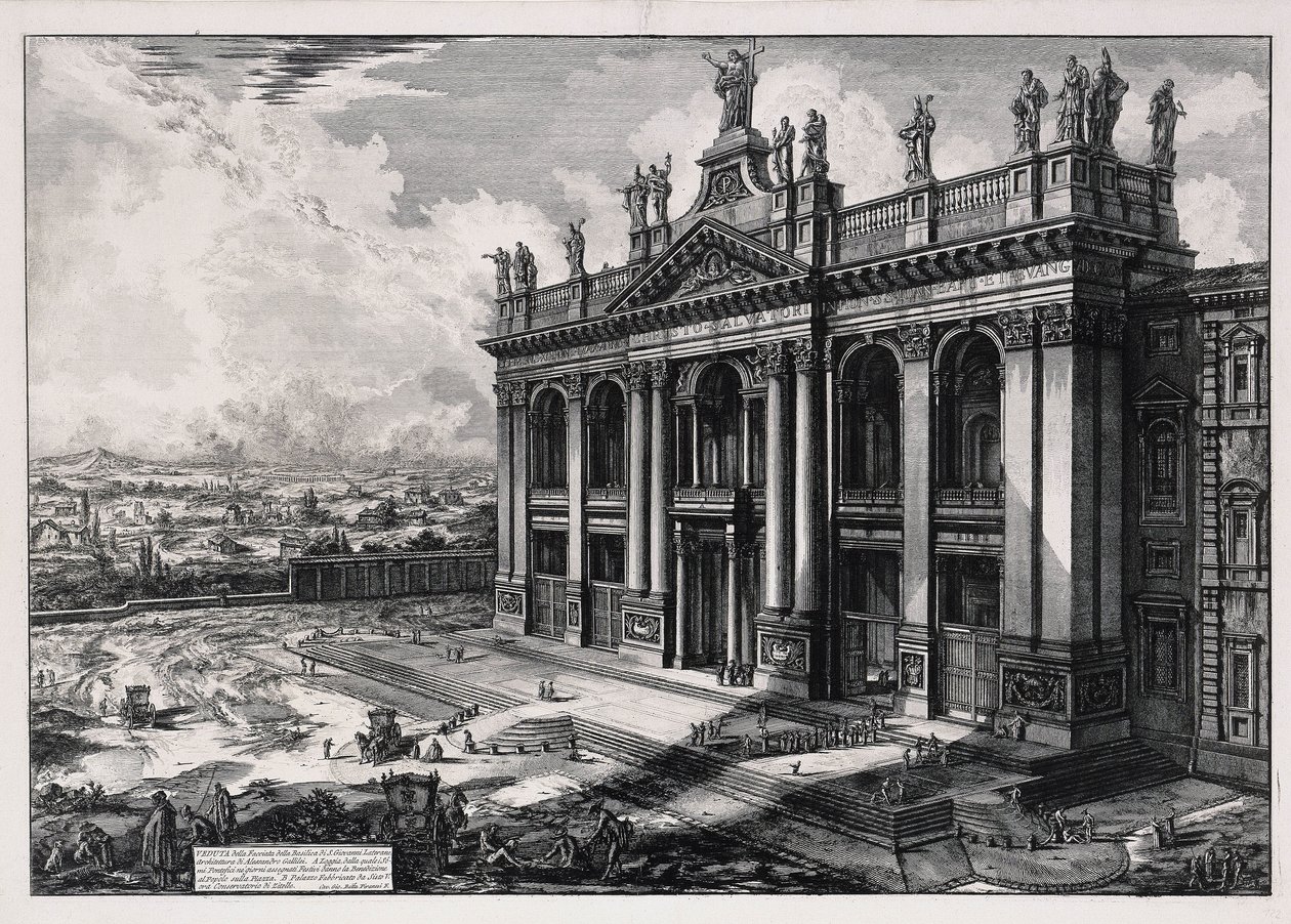 Widok fasady bazyliki San Giovanni in Laterano (z: Vedute di Roma) autorstwa Giovanni Battista Piranesi