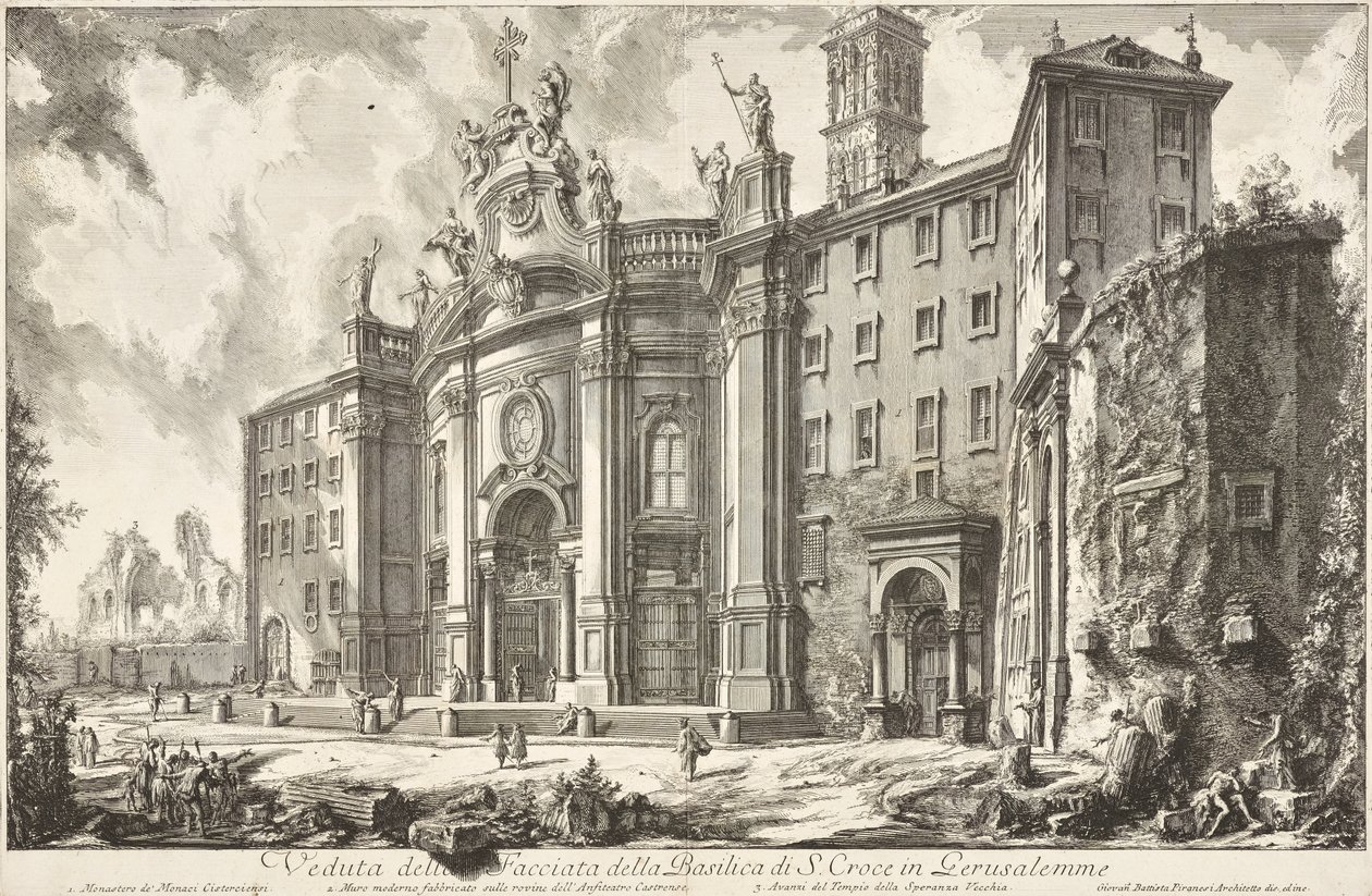 Widok fasady bazyliki Santa Croce in Gerusalemme autorstwa Giovanni Battista Piranesi
