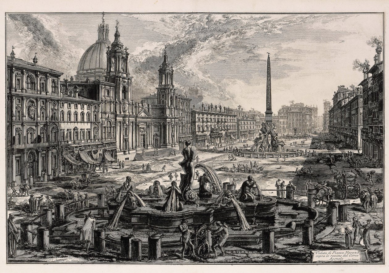 Widok na Piazza Navona w Rzymie (z: Vedute di Roma) autorstwa Giovanni Battista Piranesi