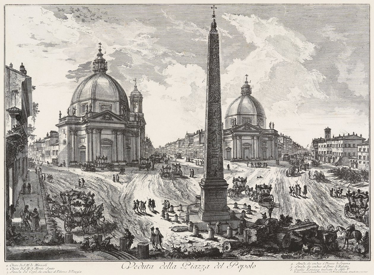 Widok na Piazza del Popolo autorstwa Giovanni Battista Piranesi