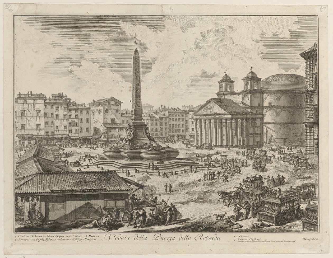 Widok na Piazza della Rotonda z Panteonem i obeliskiem autorstwa Giovanni Battista Piranesi