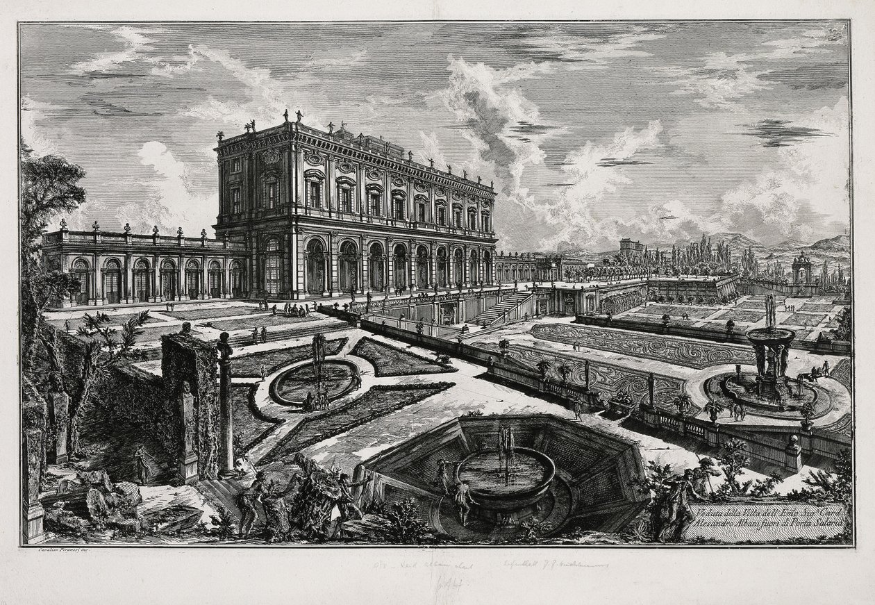 Widok Willi Albani przed Porta Salaria (z: Vedute di Roma) autorstwa Giovanni Battista Piranesi
