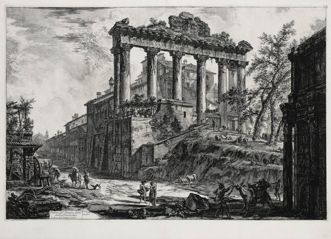 Widok świątyni Konkordii (z: Vedute di Roma) autorstwa Giovanni Battista Piranesi