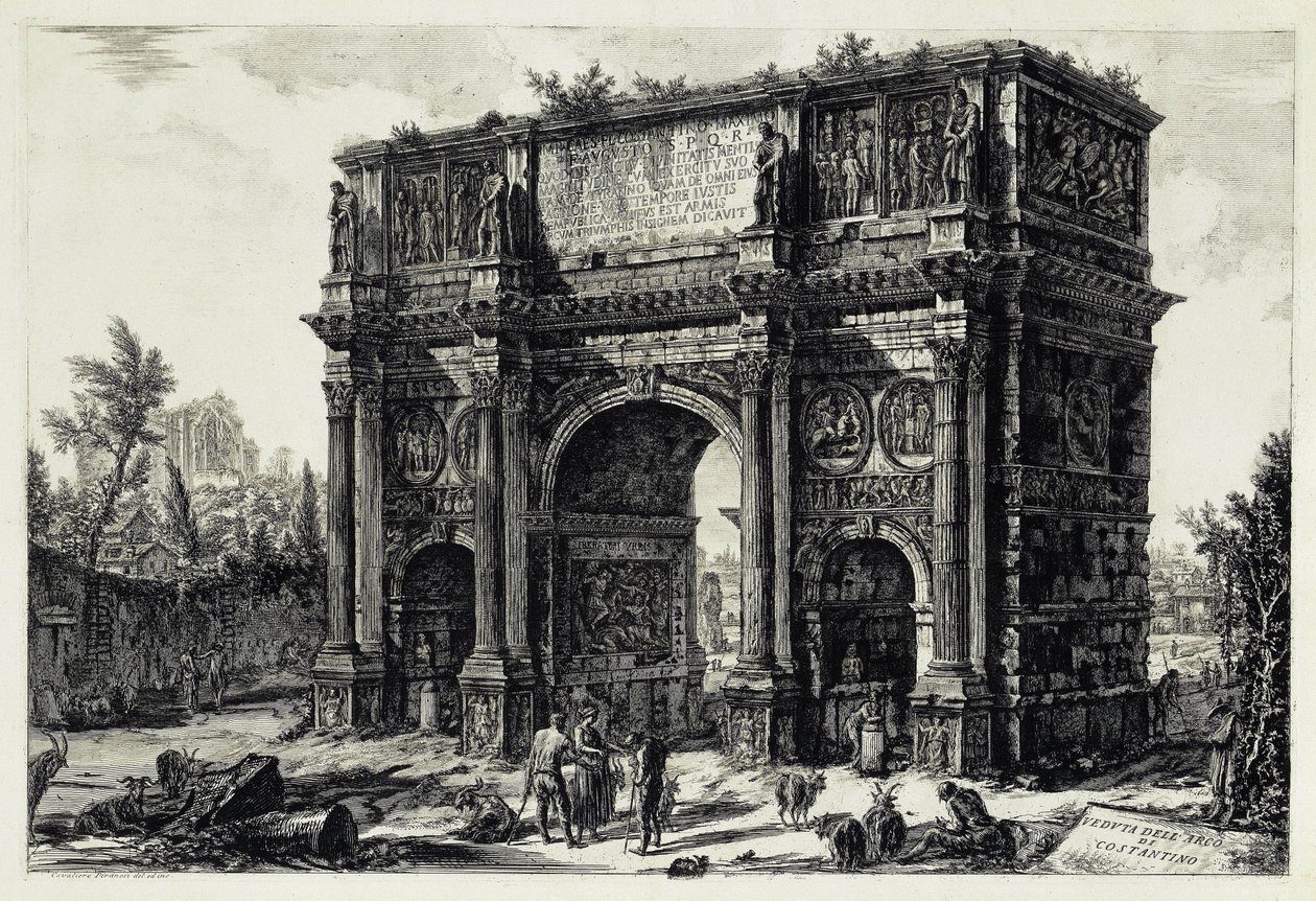 Widok Łuku Konstantyna w Rzymie (z: Vedute di Roma) autorstwa Giovanni Battista Piranesi
