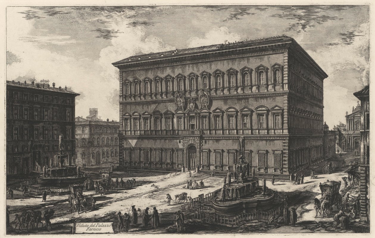 Widok Palazzo Farnese (z: Vedute di Roma) autorstwa Giovanni Battista Piranesi