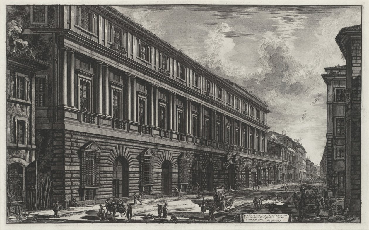 Widok Palazzo Stopani (z: Vedute di Roma) autorstwa Giovanni Battista Piranesi