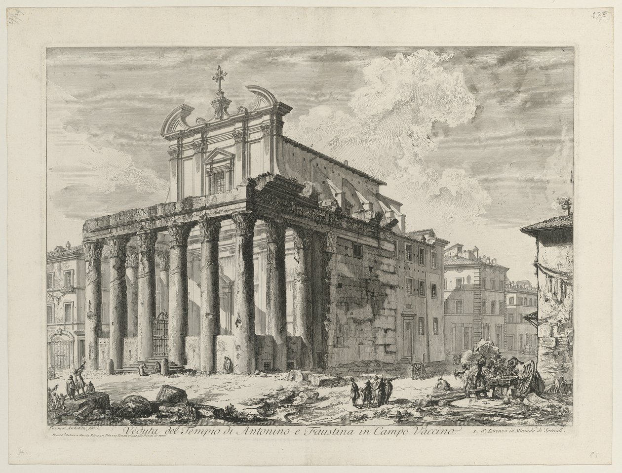 Widok świątyni Antonina i Faustyny autorstwa Giovanni Battista Piranesi