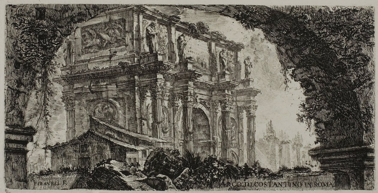 Łuk Konstantyna w Rzymie, tablica 9 z niektórych widoków łuków triumfalnych i innych zabytków autorstwa Giovanni Battista Piranesi