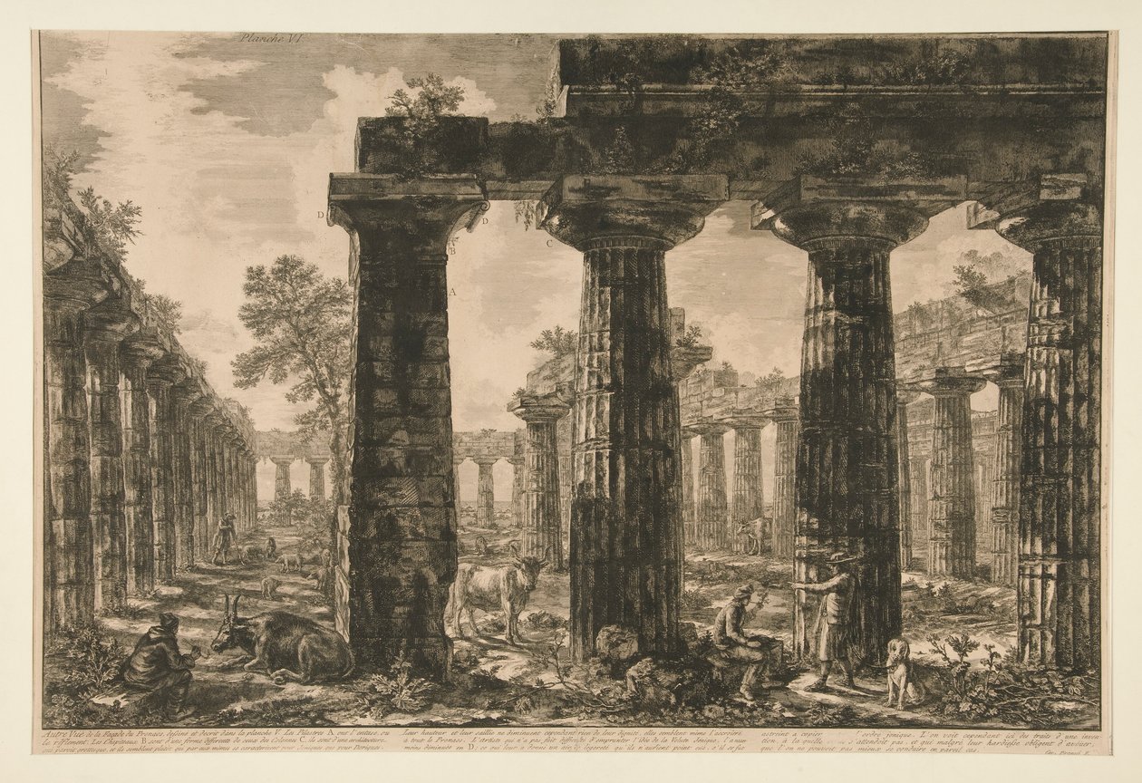 Inne widziane? Fasady Pronaosa, rysunek? i opisane w tabl. V (Inny widok fasady pronaos narysowany i opisany w tabl. V), z Innych widoków autorstwa Giovanni Battista Piranesi