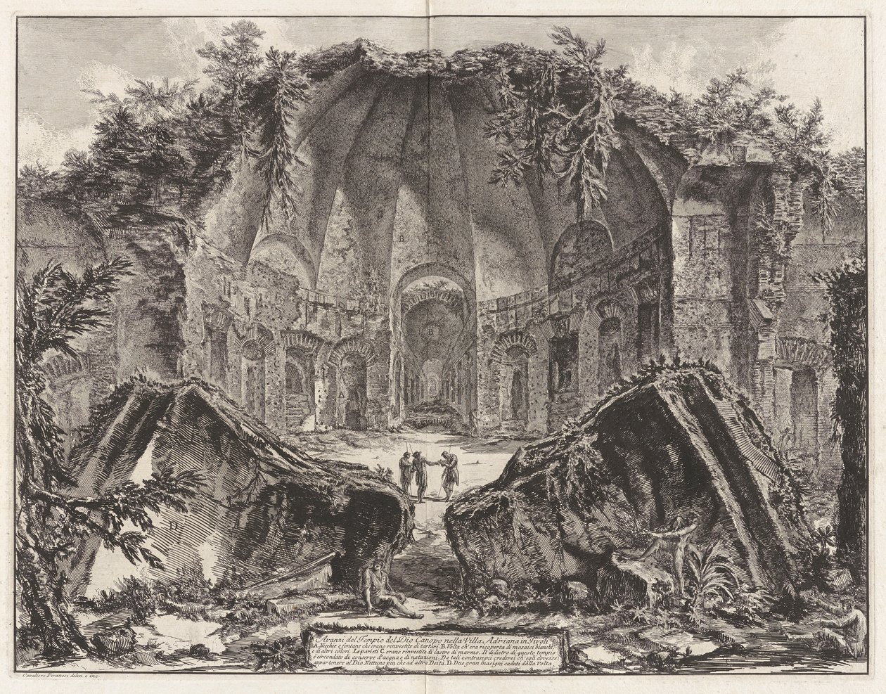 Pozostałości świątyni boga Canopusa w Hadrian autorstwa Giovanni Battista Piranesi