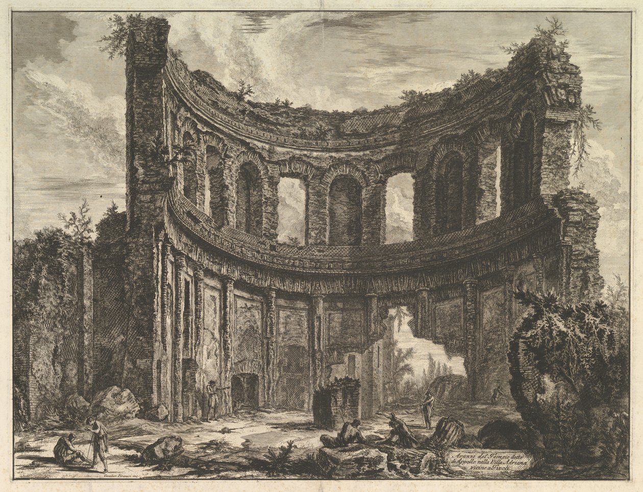 Pozostałości świątyni Apollina w willi Hadriana w pobliżu Tivoli Hadrians Villa ..., ca. 1768. autorstwa Giovanni Battista Piranesi