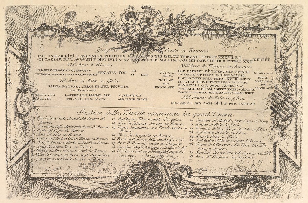 Napis początkowy z boku R..., ca. 1748. autorstwa Giovanni Battista Piranesi