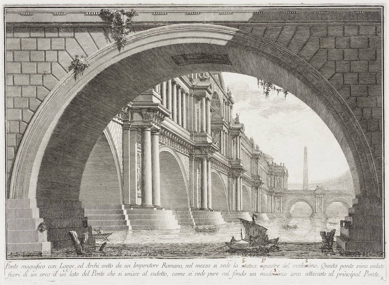 Most przykryty loggiami i arkadami autorstwa Giovanni Battista Piranesi