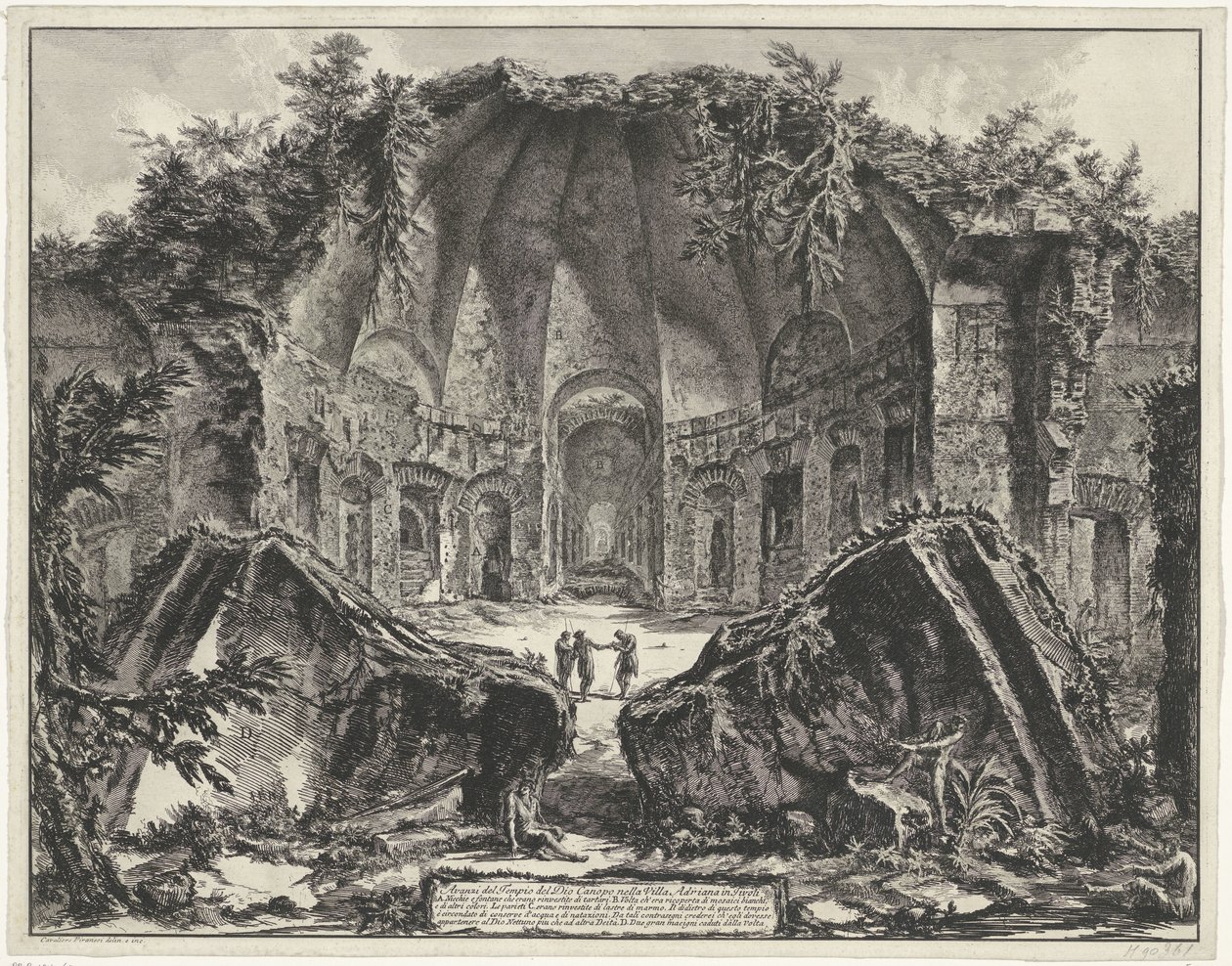 Canopus w de Villa Adriana t i Tivoli? Pozostałości Świątyni Boga Canopus w Villa Adriana w Tivoli (tytuł na obiekcie) Gezichten op Rome (tytuł serii) Widoki Rzymu zaprojektowane i wyryte przez architekta Giambattistę Piranesiego Ve (nez) iano (tytuł serii autorstwa Giovanni Battista Piranesi