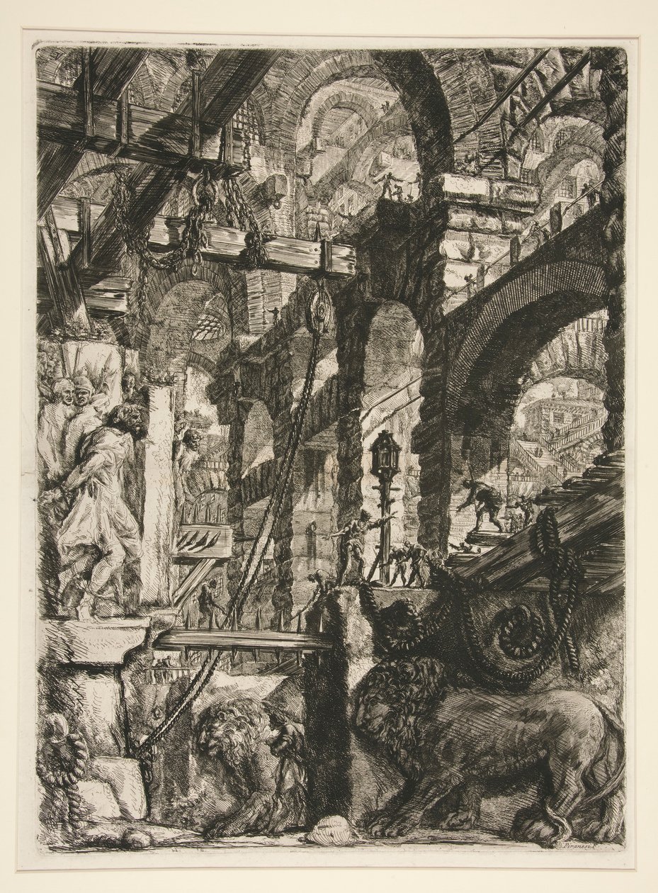 Carceri, V: Płaskorzeźby z lwem autorstwa Giovanni Battista Piranesi
