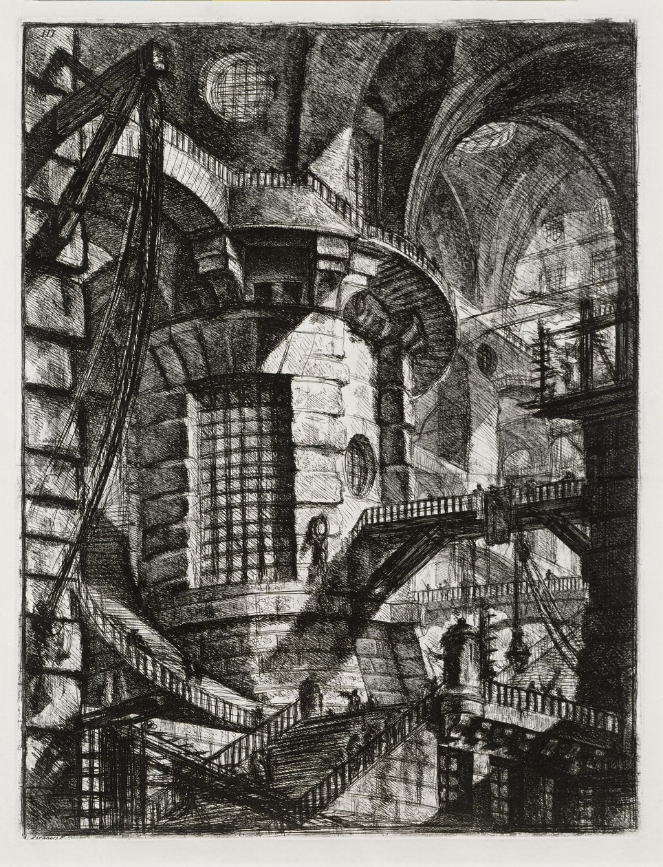 Więzienia wyobraźni: Cylindryczna wieża autorstwa Giovanni Battista Piranesi
