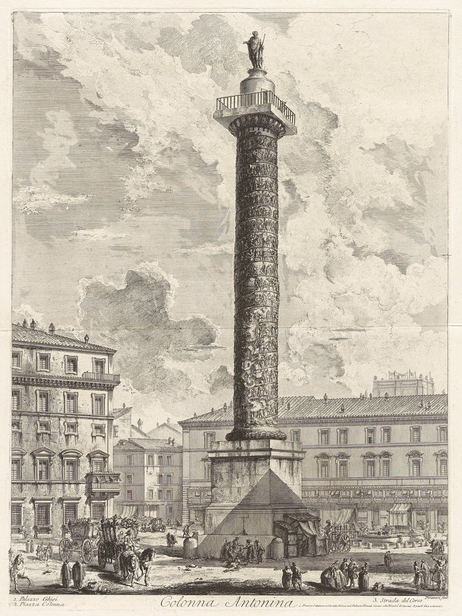 Colonna Antonina (Kolumna Marka Aureliusza), z Vedute di Roma (Widoki Rzymu) autorstwa Giovanni Battista Piranesi