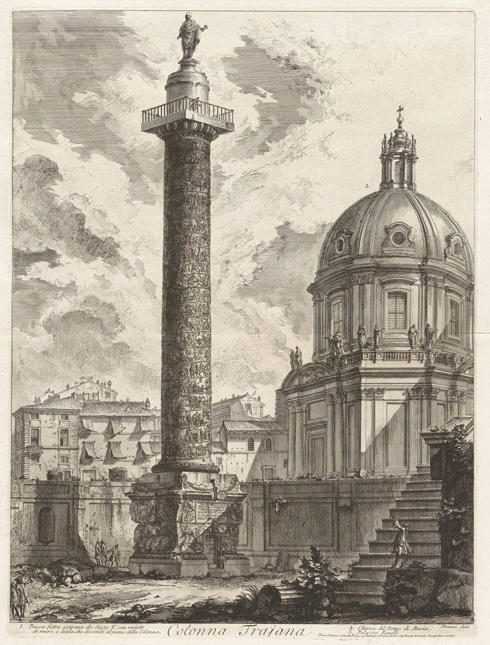Kolumna Trajana, z Vedute di Roma (Widoki Rzymu) autorstwa Giovanni Battista Piranesi