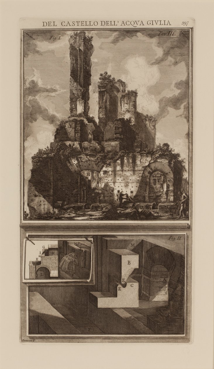 Odnośnie źródła Acqua Giulia, Del Castello dell „Acqua Giulia” autorstwa Giovanni Battista Piranesi