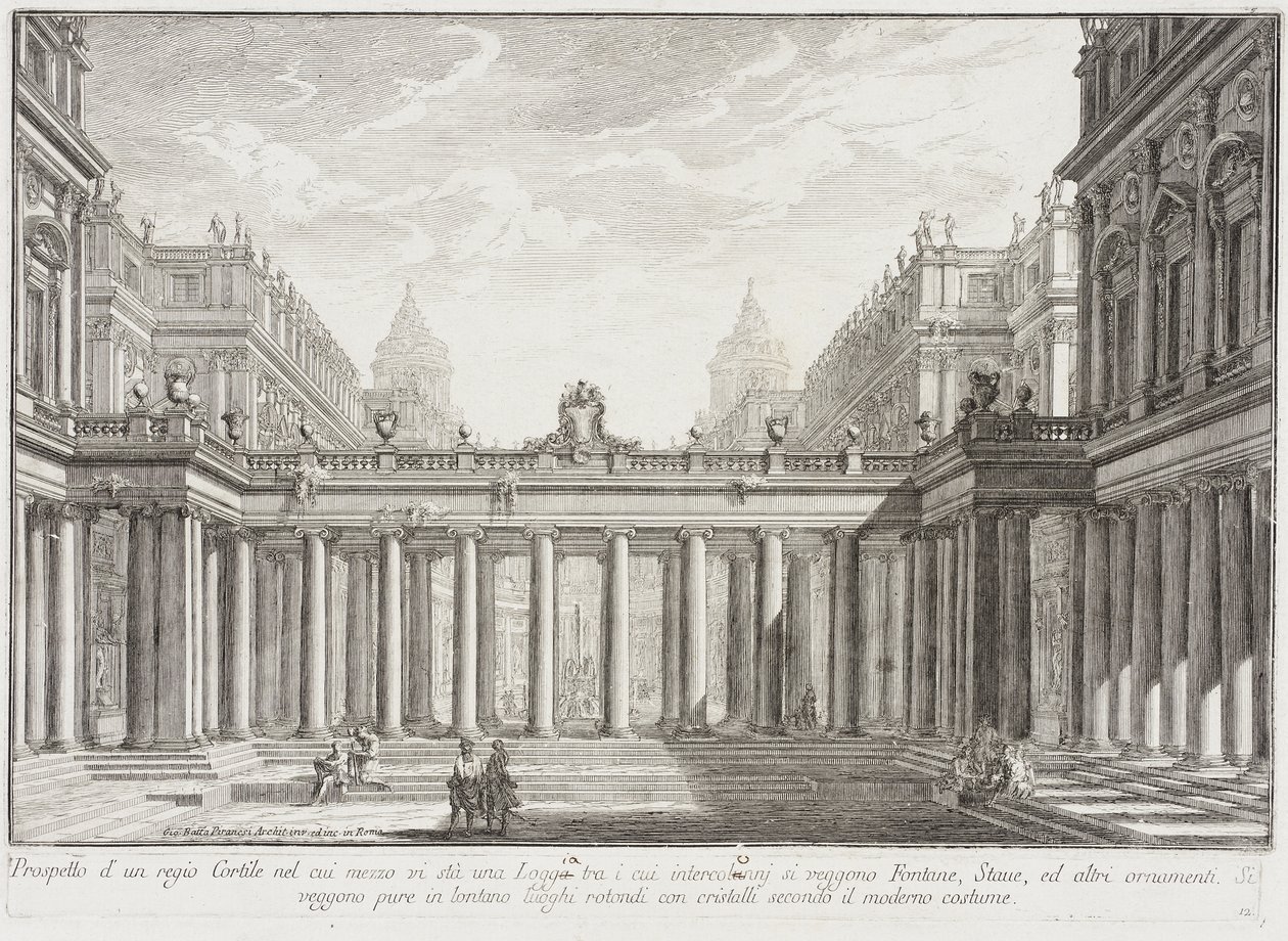 Dziedziniec otoczony portykami autorstwa Giovanni Battista Piranesi