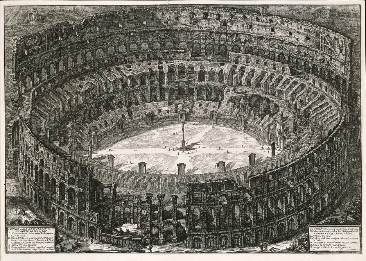 Koloseum z lotu ptaka (z: Vedute di Roma) autorstwa Giovanni Battista Piranesi