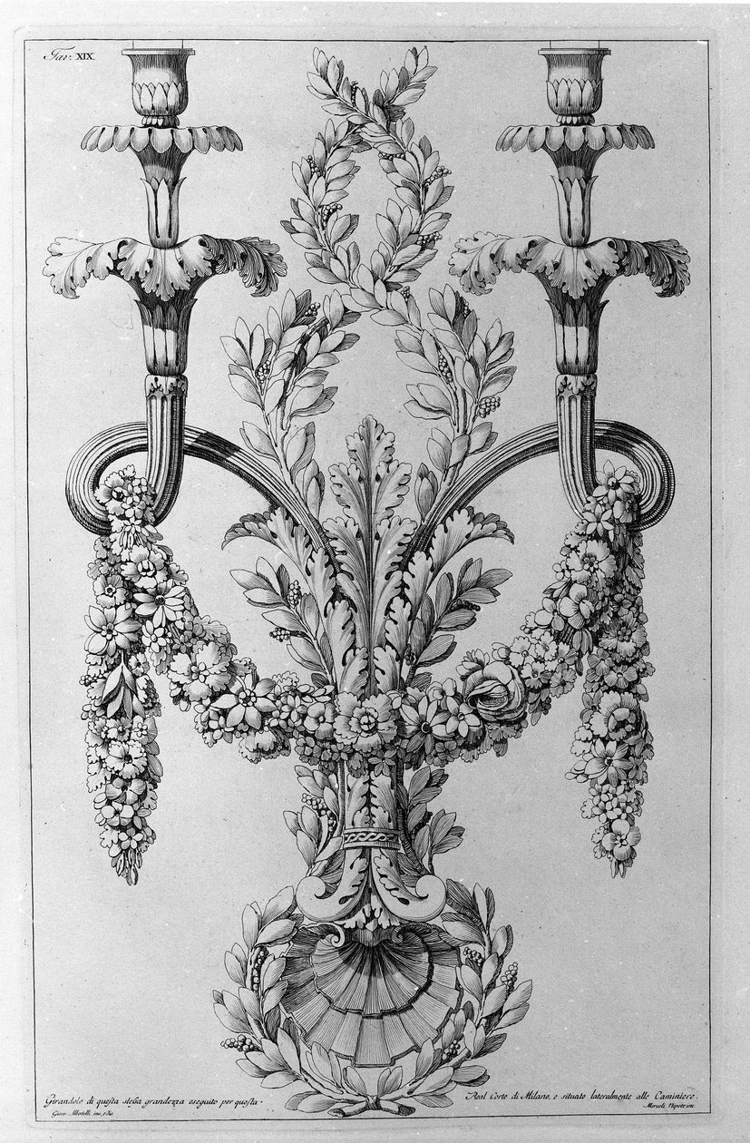 Dekoracje. Rysunek autorstwa Giovanniego Piranesiego (znanego jako Piranese) (1720-1778). autorstwa Giovanni Battista Piranesi