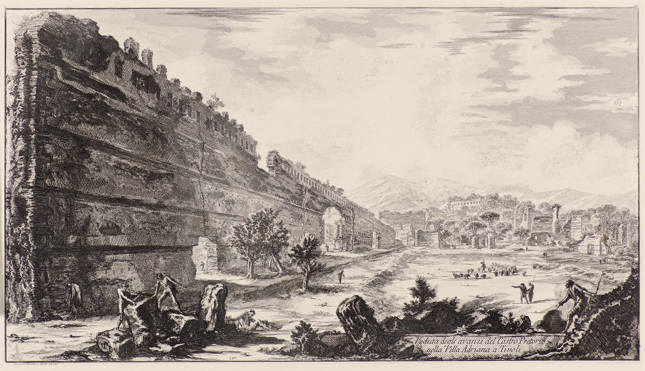 Degli Avanzi Del Castro Pretorio w willi Hadriana w Tivoli autorstwa Giovanni Battista Piranesi