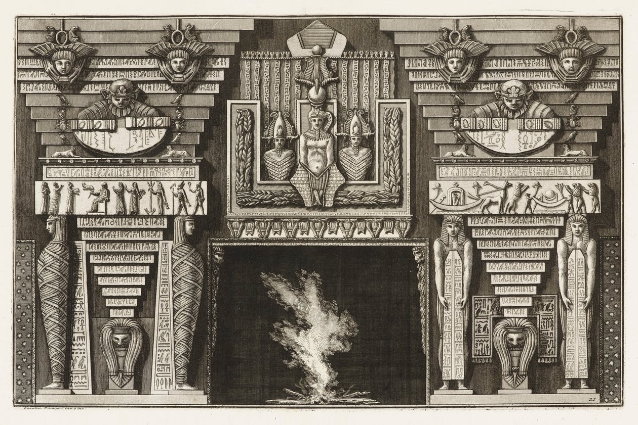 Etruski kominek, z Różnorodnych sposobów zdobienia ścieżek autorstwa Giovanni Battista Piranesi