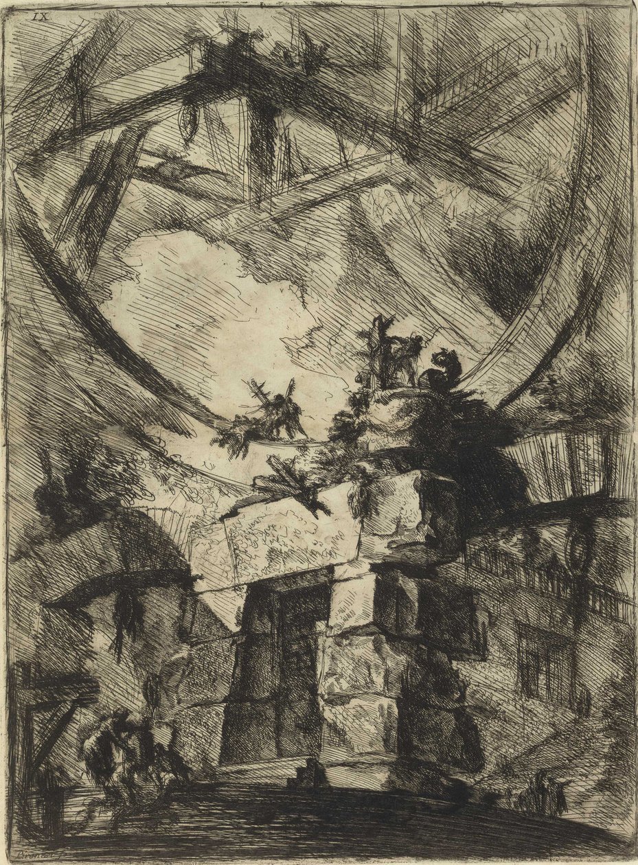 Z serii Więzienia urojone (Więzienia wynalazku) Piranesiego, Giovanniego Battisty (1720-1778). Miedzioryt, ok. 1761, zbiory prywatne autorstwa Giovanni Battista Piranesi