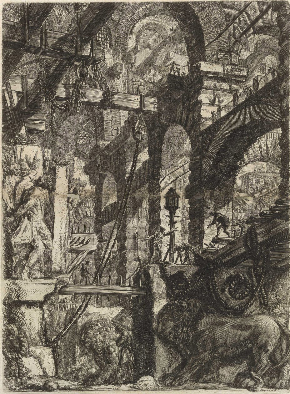 Z serii Więzienia urojone (Więzienia wynalazku) Piranesiego, Giovanniego Battisty (1720-1778). Miedzioryt, ok. 1761, zbiory prywatne autorstwa Giovanni Battista Piranesi