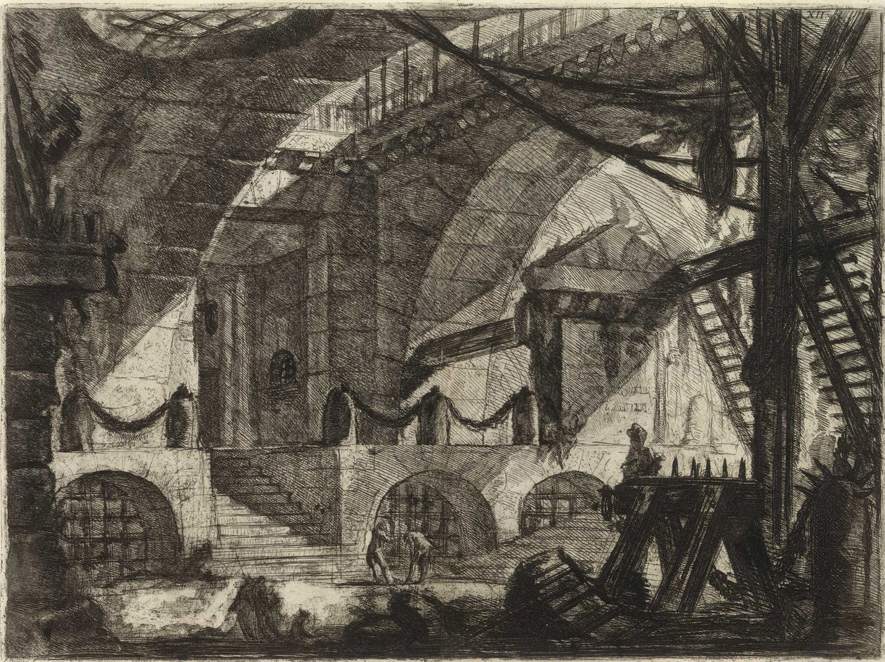 Z serii Więzienia urojone (Więzienia wynalazku) Piranesiego, Giovanniego Battisty (1720-1778). Miedzioryt, ok. 1761, zbiory prywatne autorstwa Giovanni Battista Piranesi